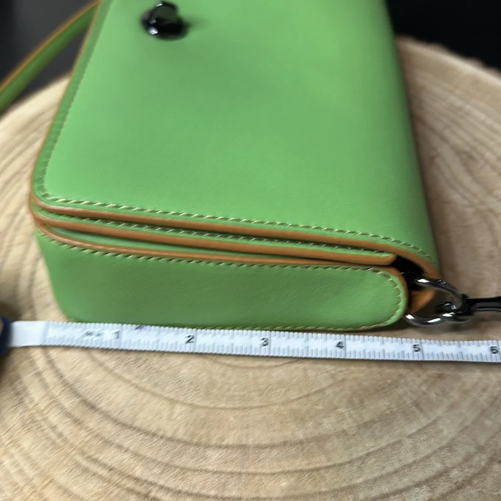 Coach Pistachio Dinky Glovetanned Green Leather Crossbody Shoulder Bag Purse - Picture 15 of 15